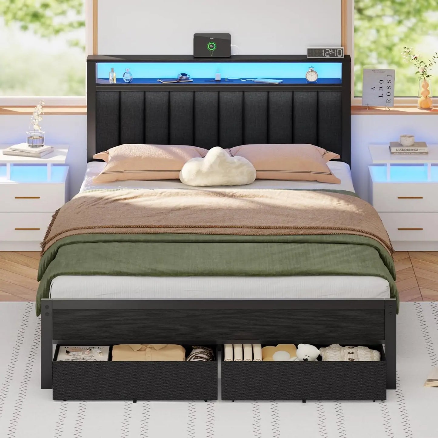 Bed Frame with Charging Station