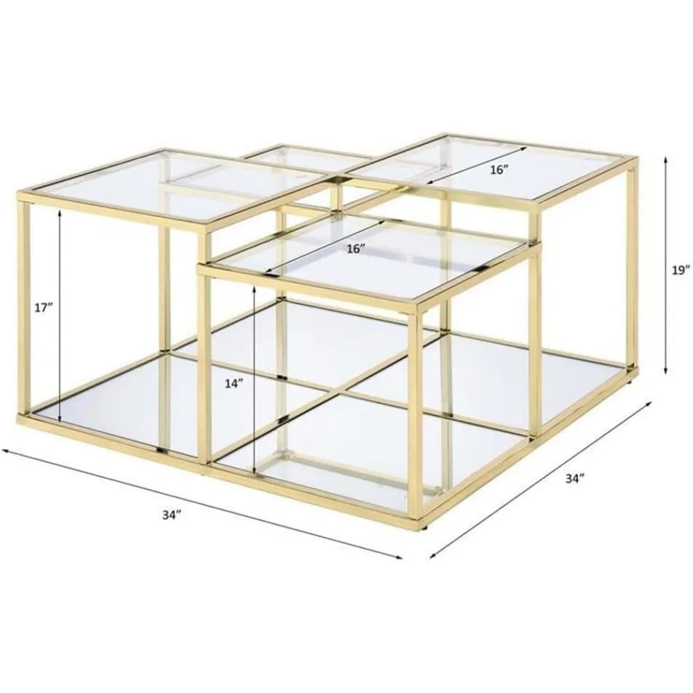 Glass Top Coffee Table with Metal Frame