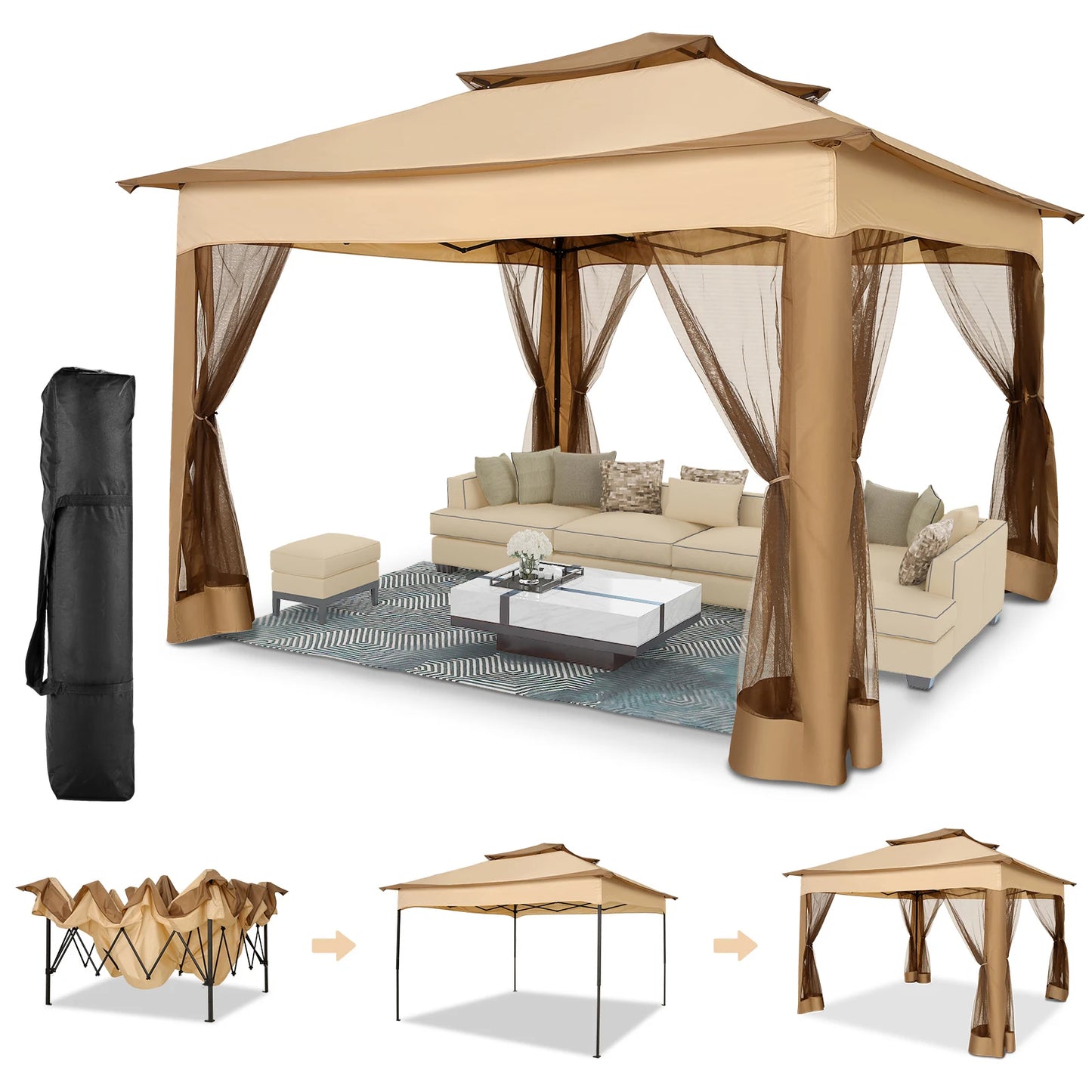 Pop up Gazebo with Mosquito Netting Canopy Tent