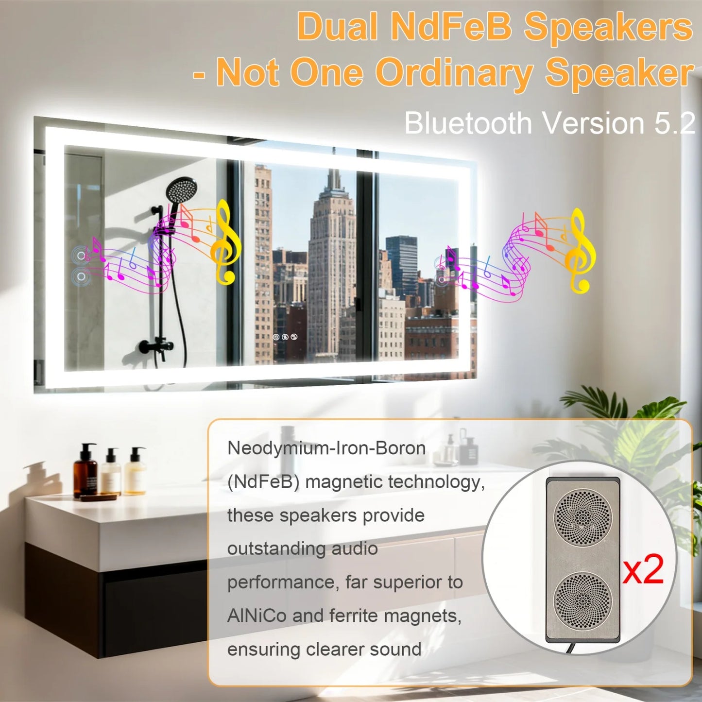 Vanity Makeup Waterproof LED Mirror