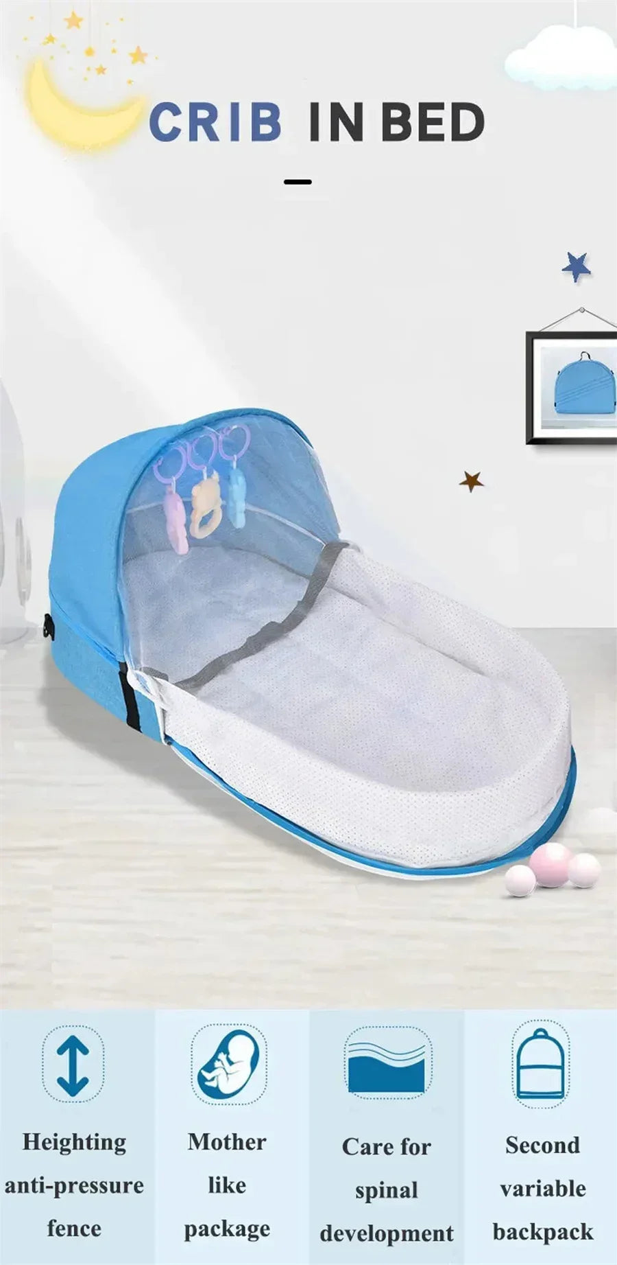 Portable Newborn Baby Bed - Bionic Isolation Travel Crib