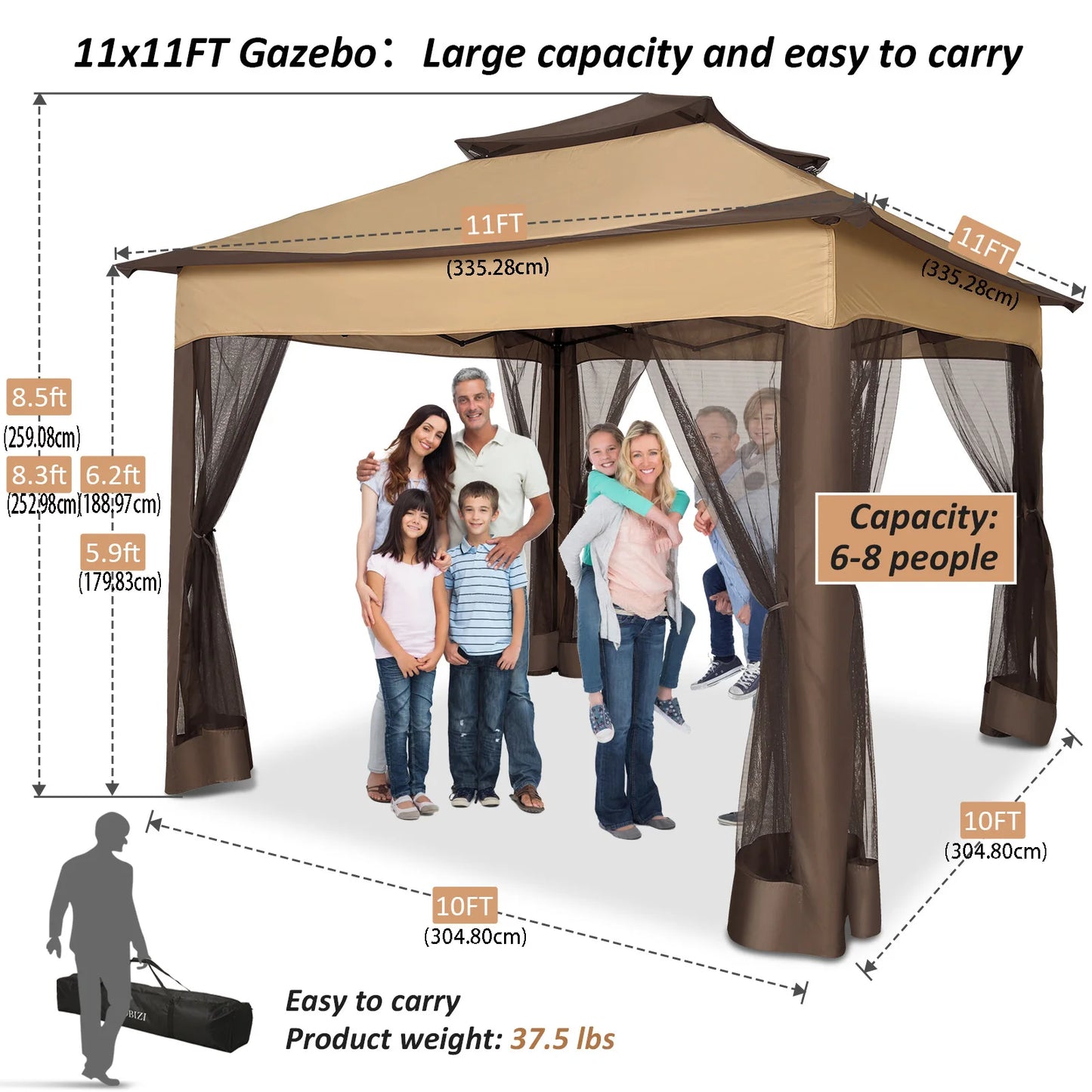Pop up Gazebo with Mosquito Netting Canopy Tent