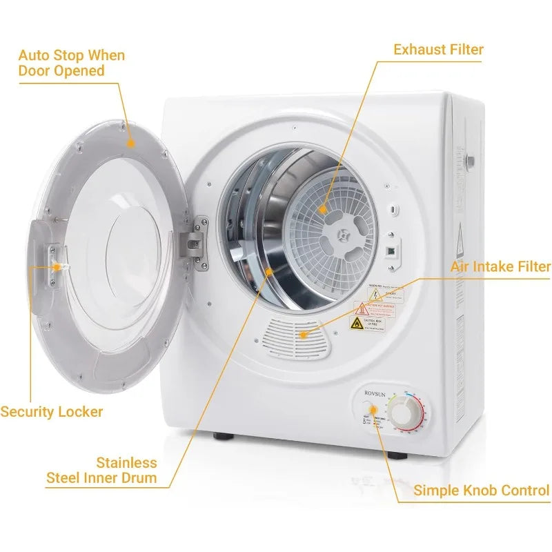 High End Laundry Front Load Tumble Dryer Machine with Stainless Steel Tub