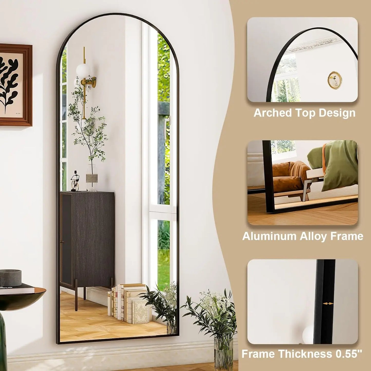 Full Length Mirror - Aluminum Alloy Frame Full Body Mirror