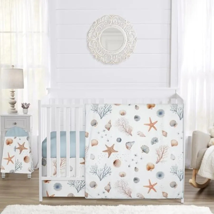 Baby Crib Bedding Set - Ocean Seashells