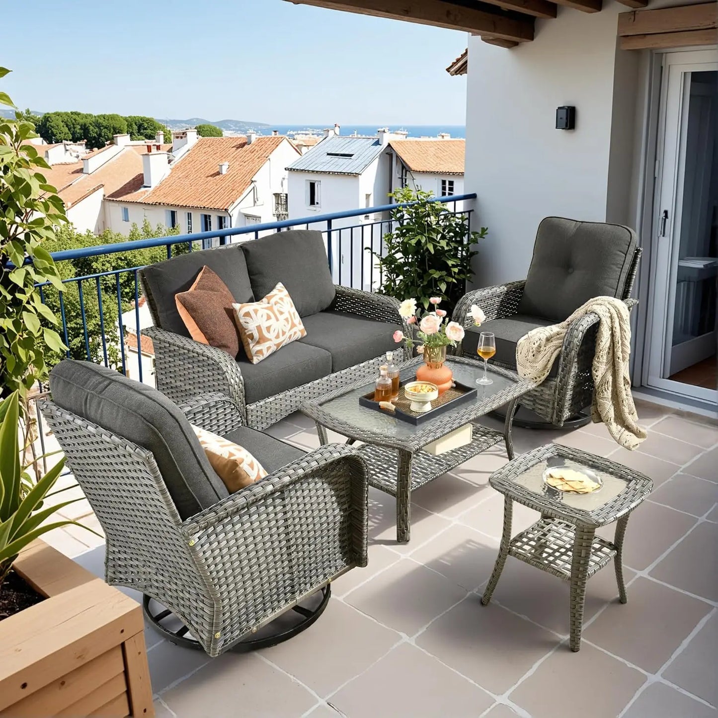 All Weather Wicker Patio Conversation Set