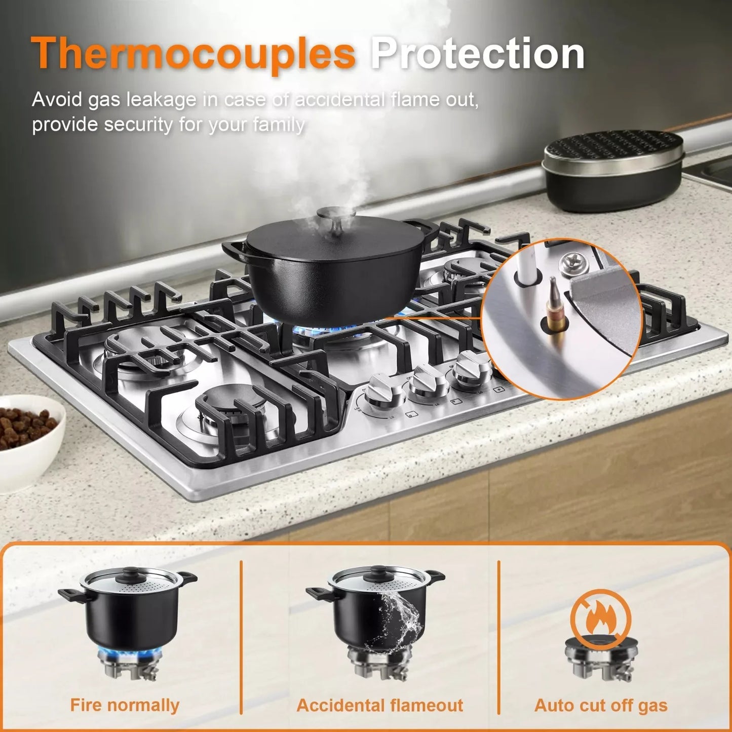 Built-in Hob with Grill Gas Cook Top
