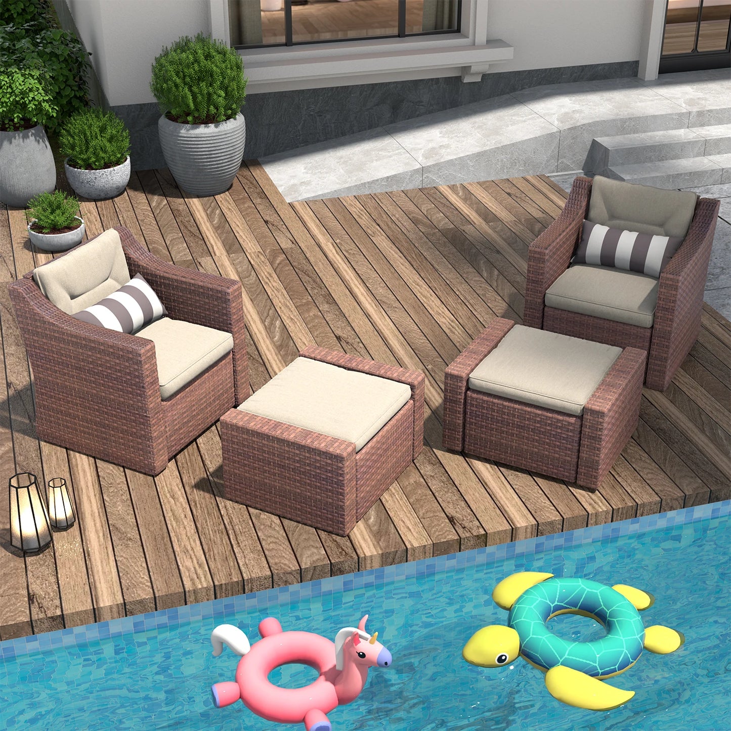 All-Weather Wicker Rattan Sectional Patio Furniture Set