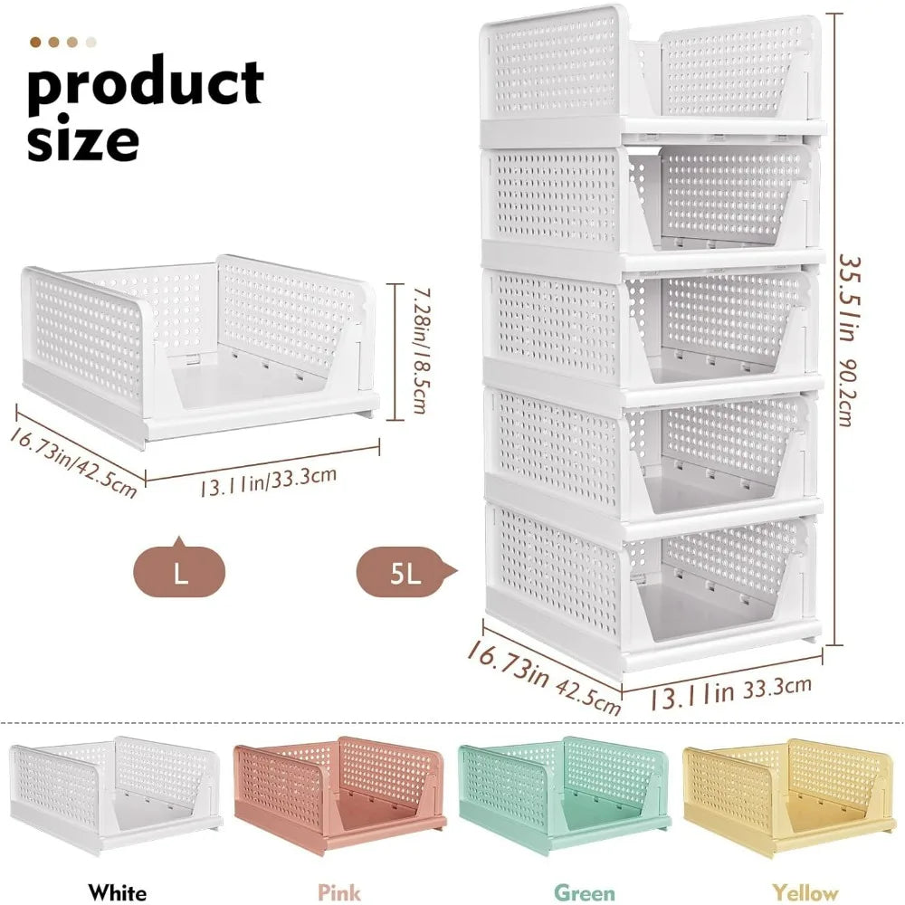 Stackable Closet Storage Basket Multifunctional & Foldable Closet Organizer
