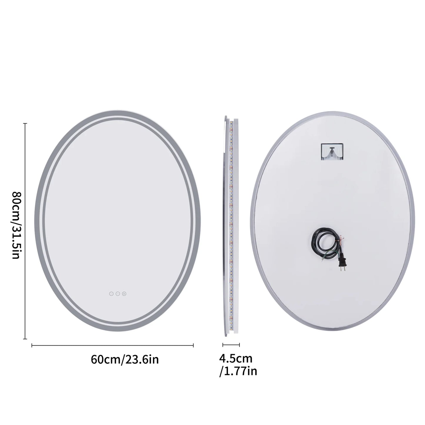 Backlit Round Vanity Mirror with Dimmable Lights