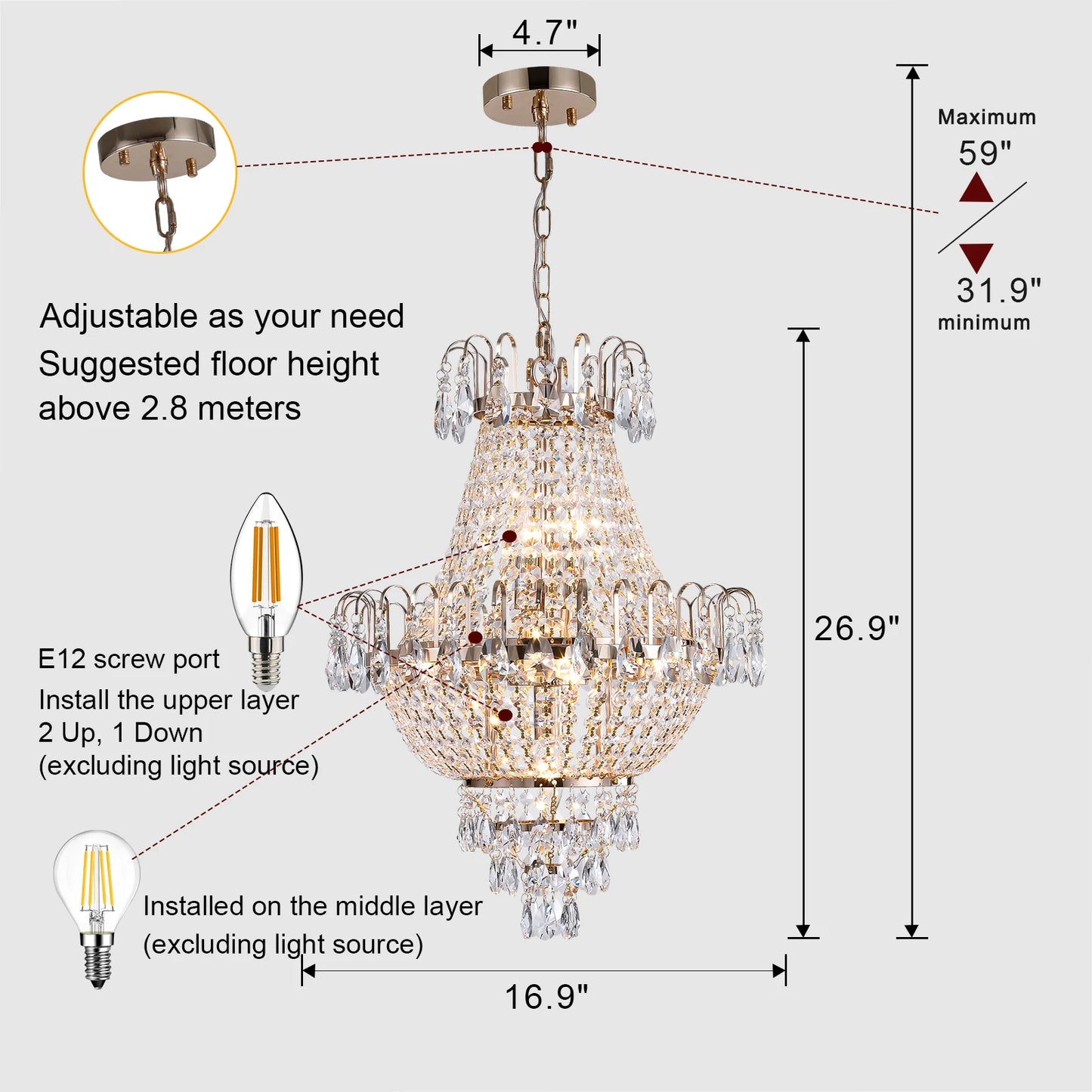 Luxury Gold Crystal Chandelier