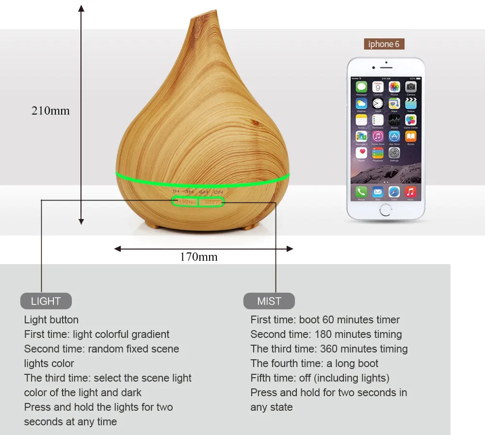 Smart WiFi Wooden Essential Oil Diffuser