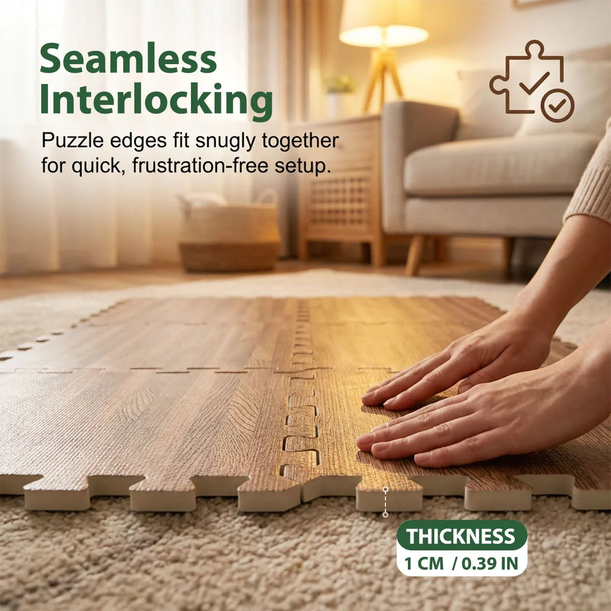 Wood Grain Interlocking Foam Floor Tiles