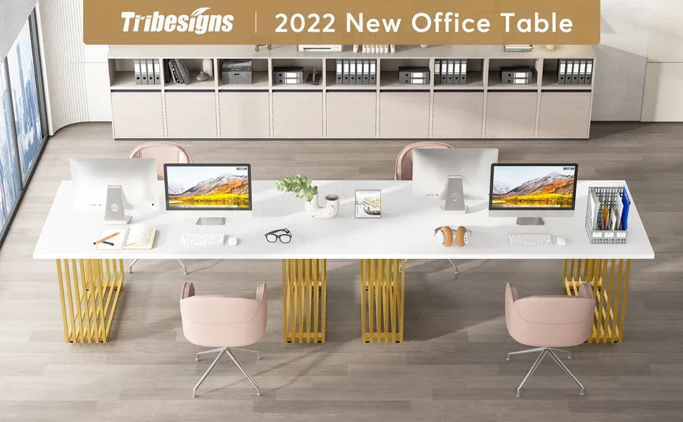Modern Executive Desk with Gold Metal Legs