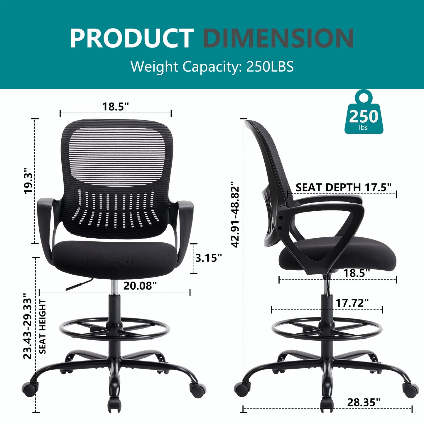 Ergonomic Mesh Backrest Office Desk Chair Adjustable Height