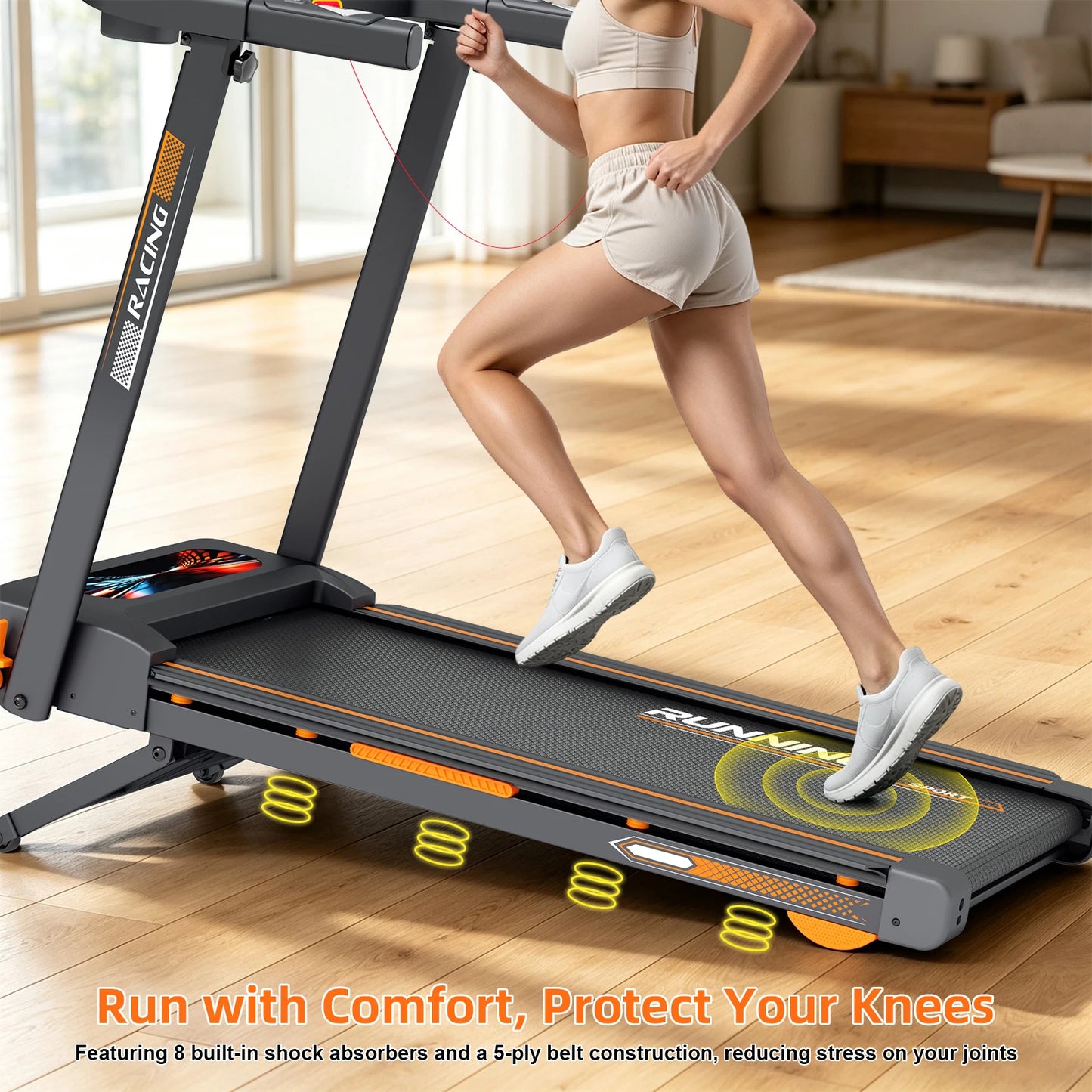 Home Foldable Treadmill with Wide Running Belt