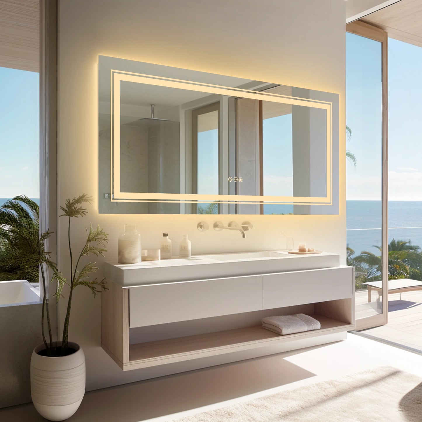 Rectangle Vanity LED Mirror with Dimmable Backlit