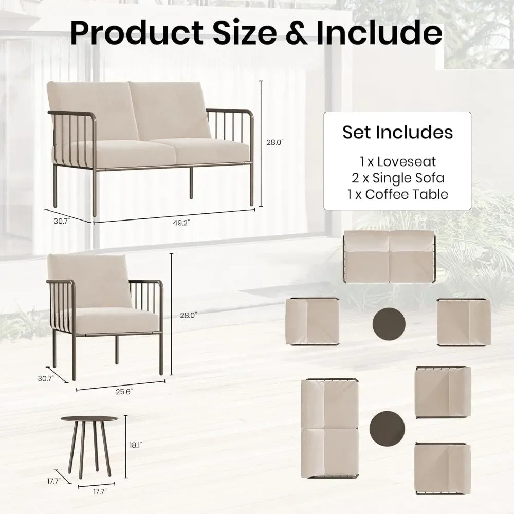 Patio Furniture Set with Armchairs and Coffee Table