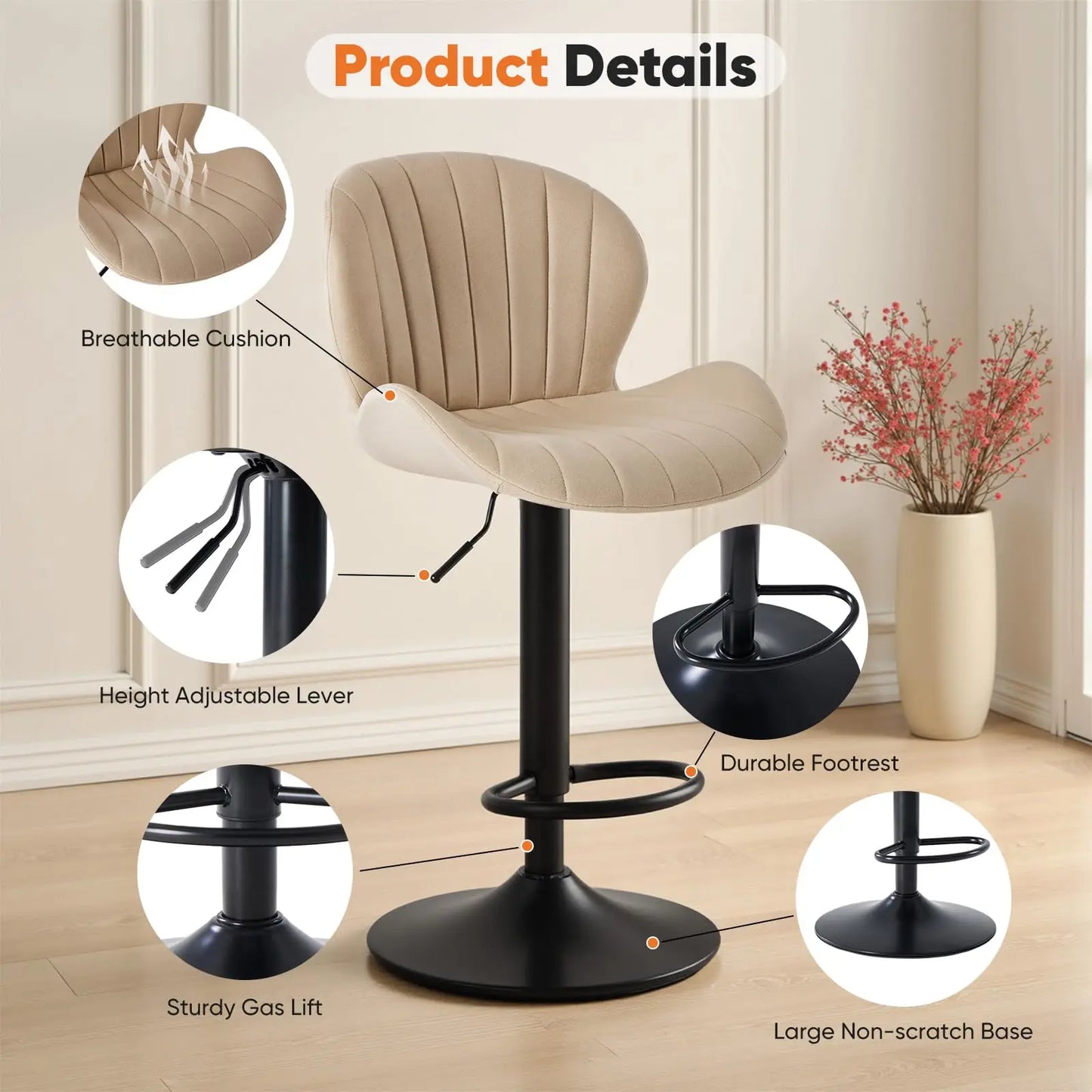 Ergonomic Modern 360° Swivel Dining Chairs