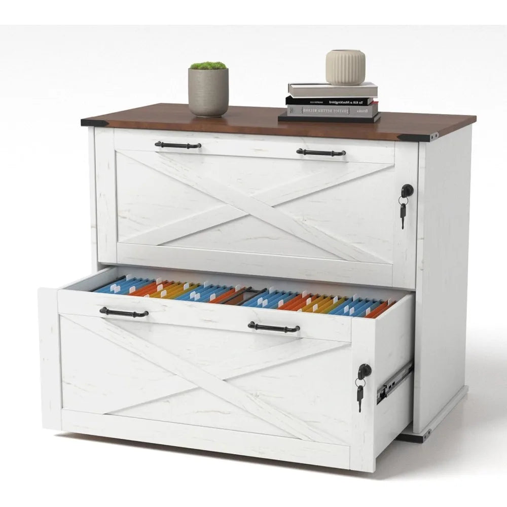 Office Filing Organizer with 2 Drawer File Cabinet and Lock