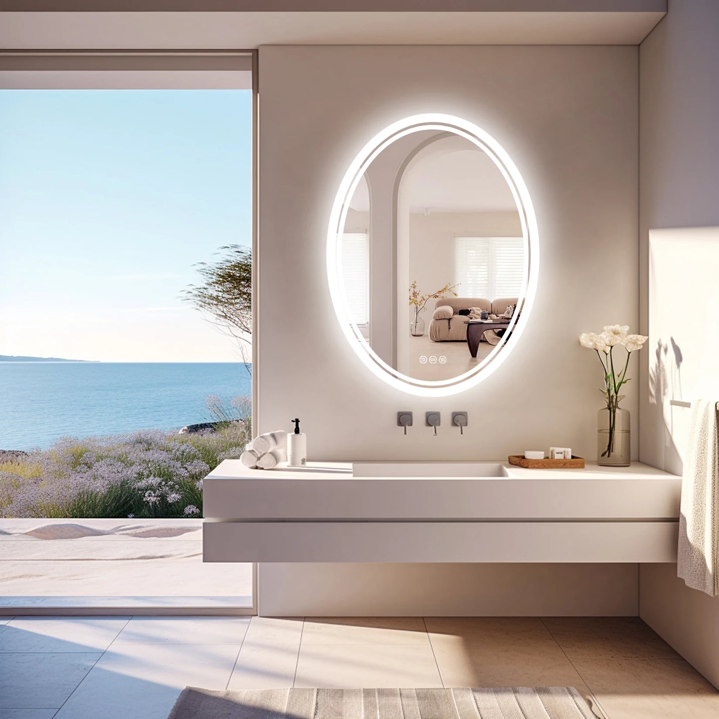 Backlit Round Vanity Mirror with Dimmable Lights