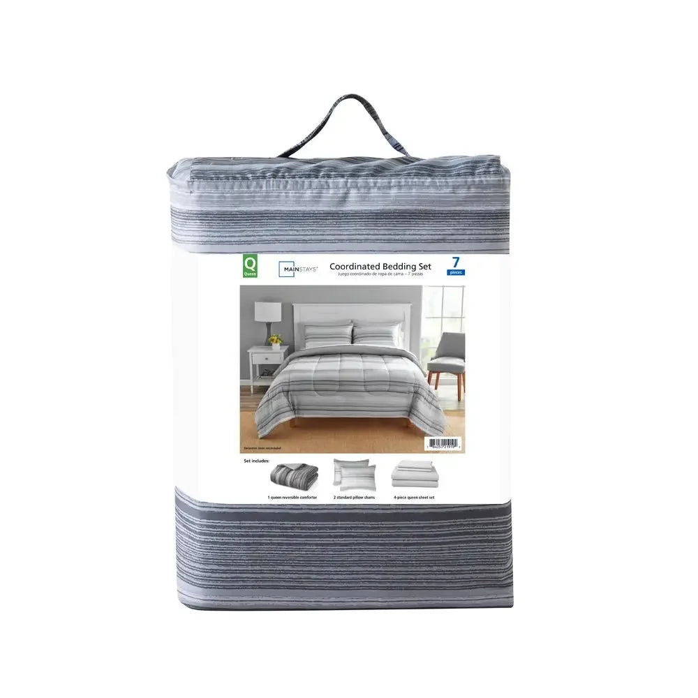 Grey Ombre Stripe Comforter Set