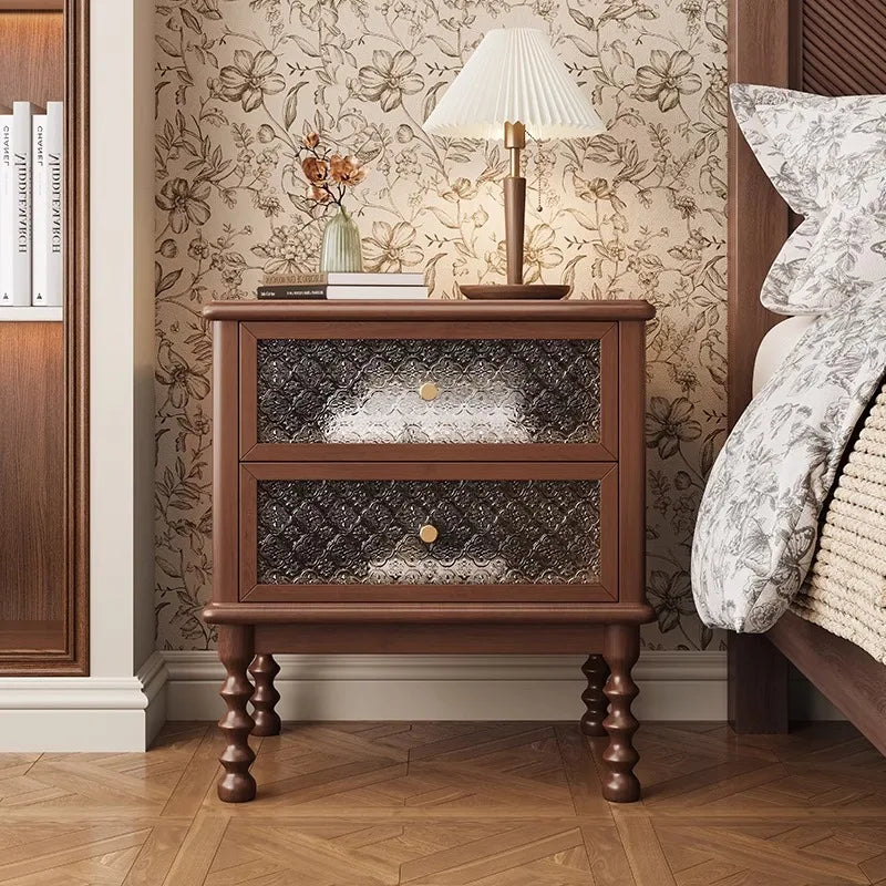 Modern Vintage Interior Bedside Table with Drawers