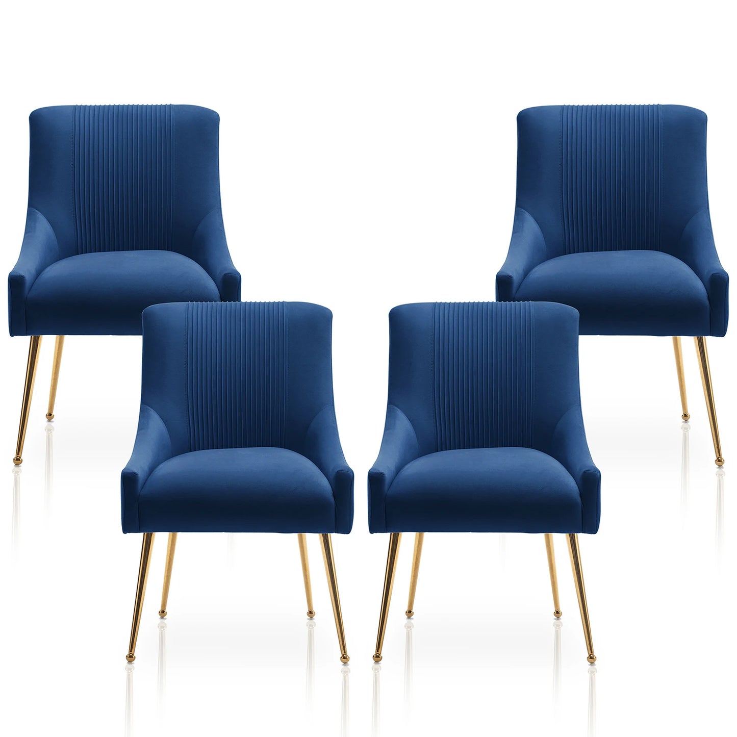 Upholstered Barrel Pleated Side Accent Modern Velvet Dining Chairs Set