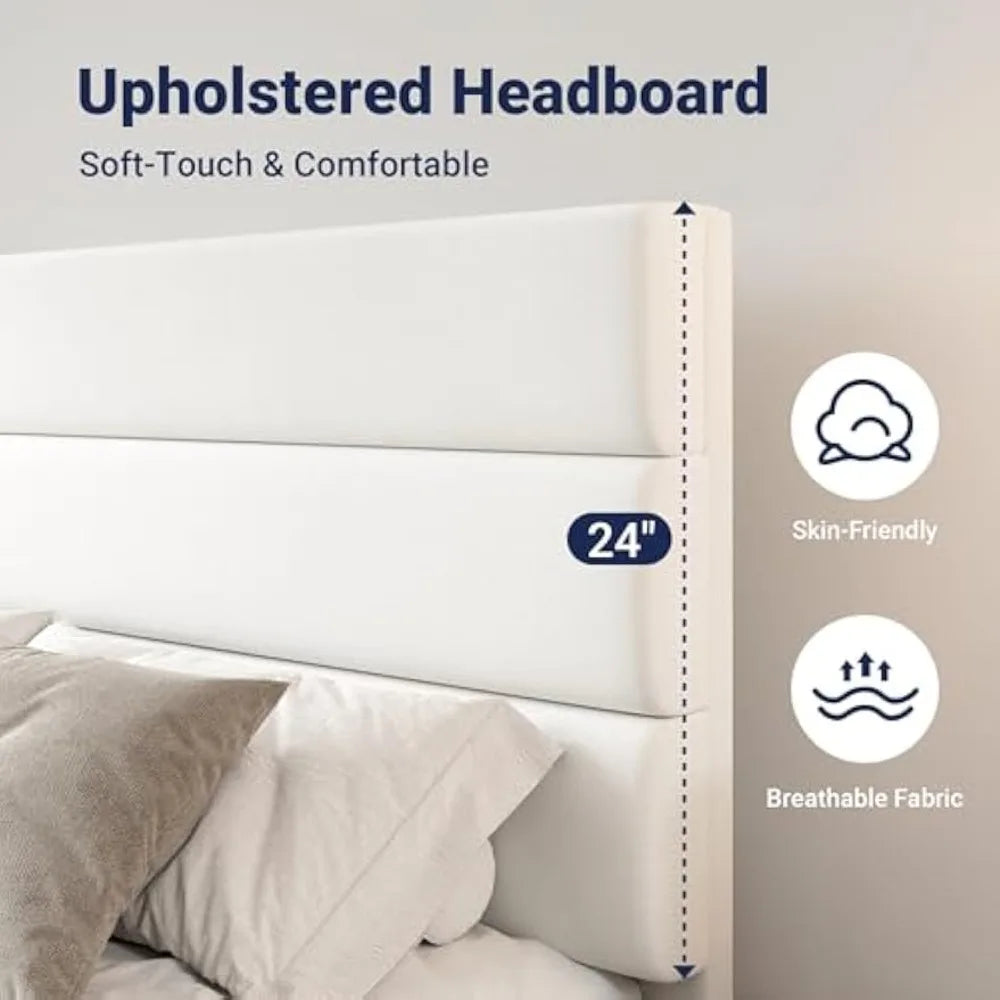 Contemporary Platform Bed with Storage Drawers