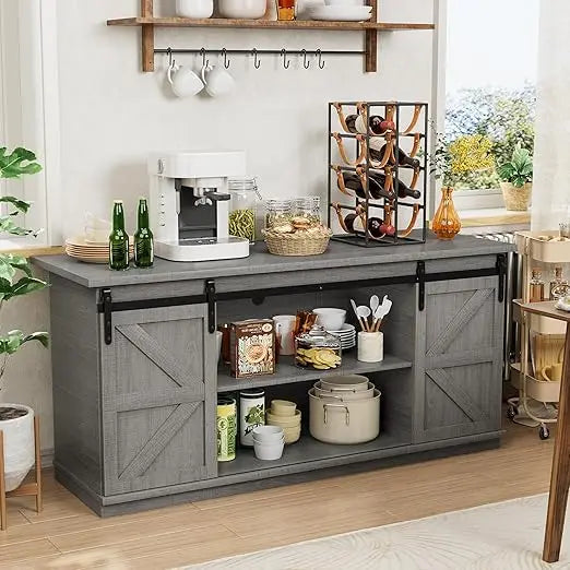 Dining Room Buffet Cabinet with Sliding Barn Doors