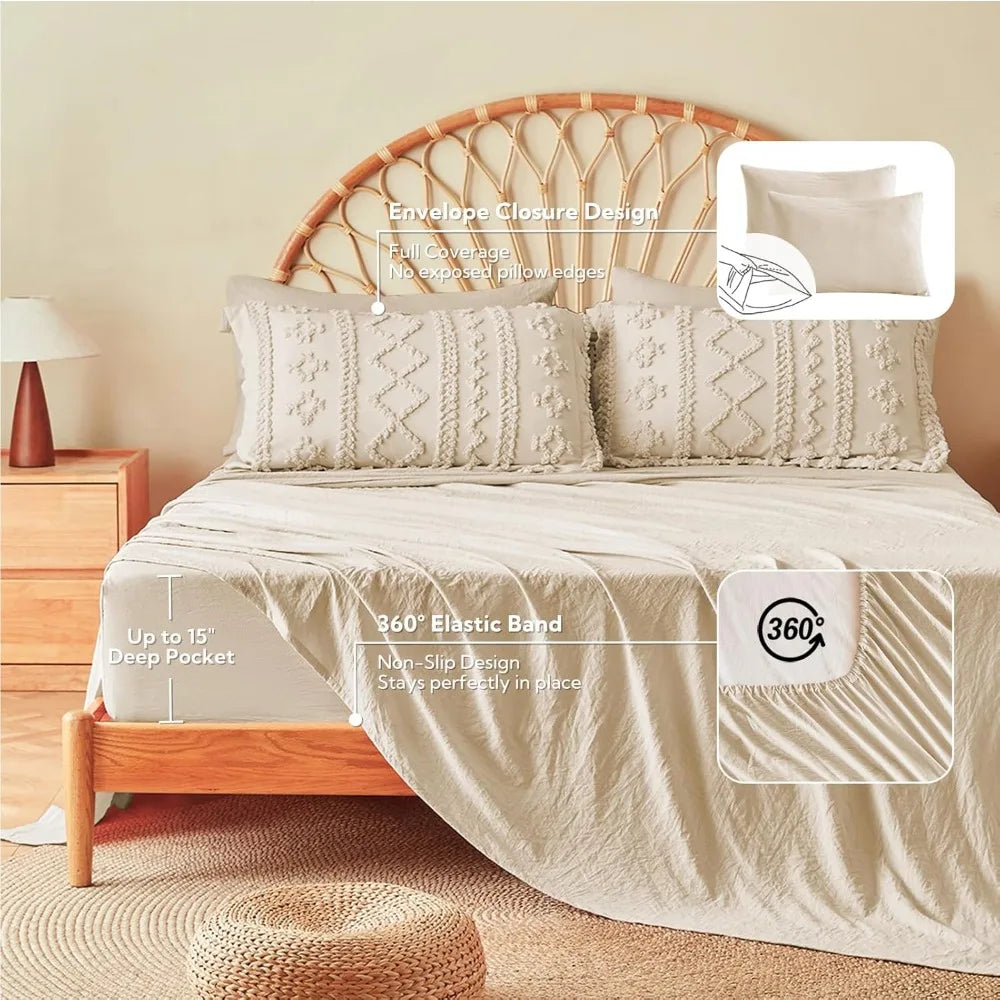Tufted Boho Bedding in a Bag Set
