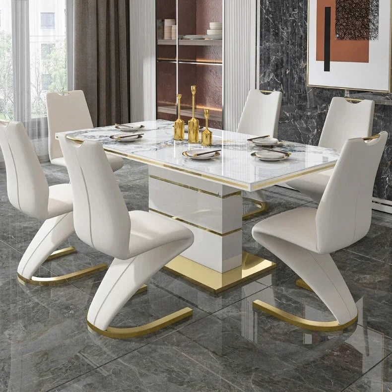 Modern Luxury Gold Dining Room Set
