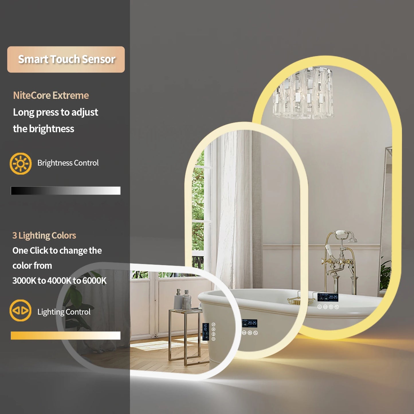 Oval LED Bathroom Mirror with Lights