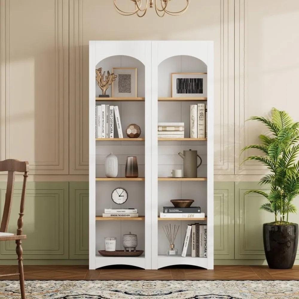 Bookcases Set of 2 - Storage Cabinet with Adjustable Shelves