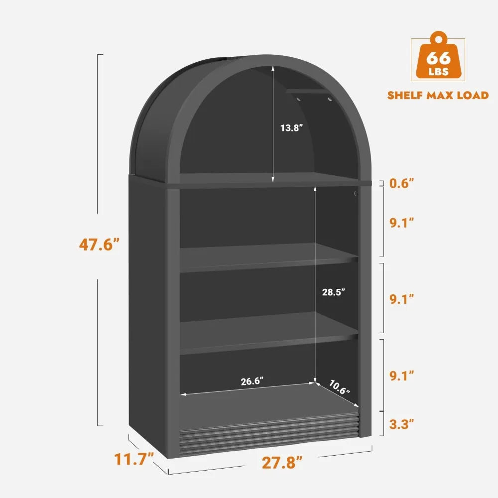 Wood Bookcase Display Floor Arched Shelf