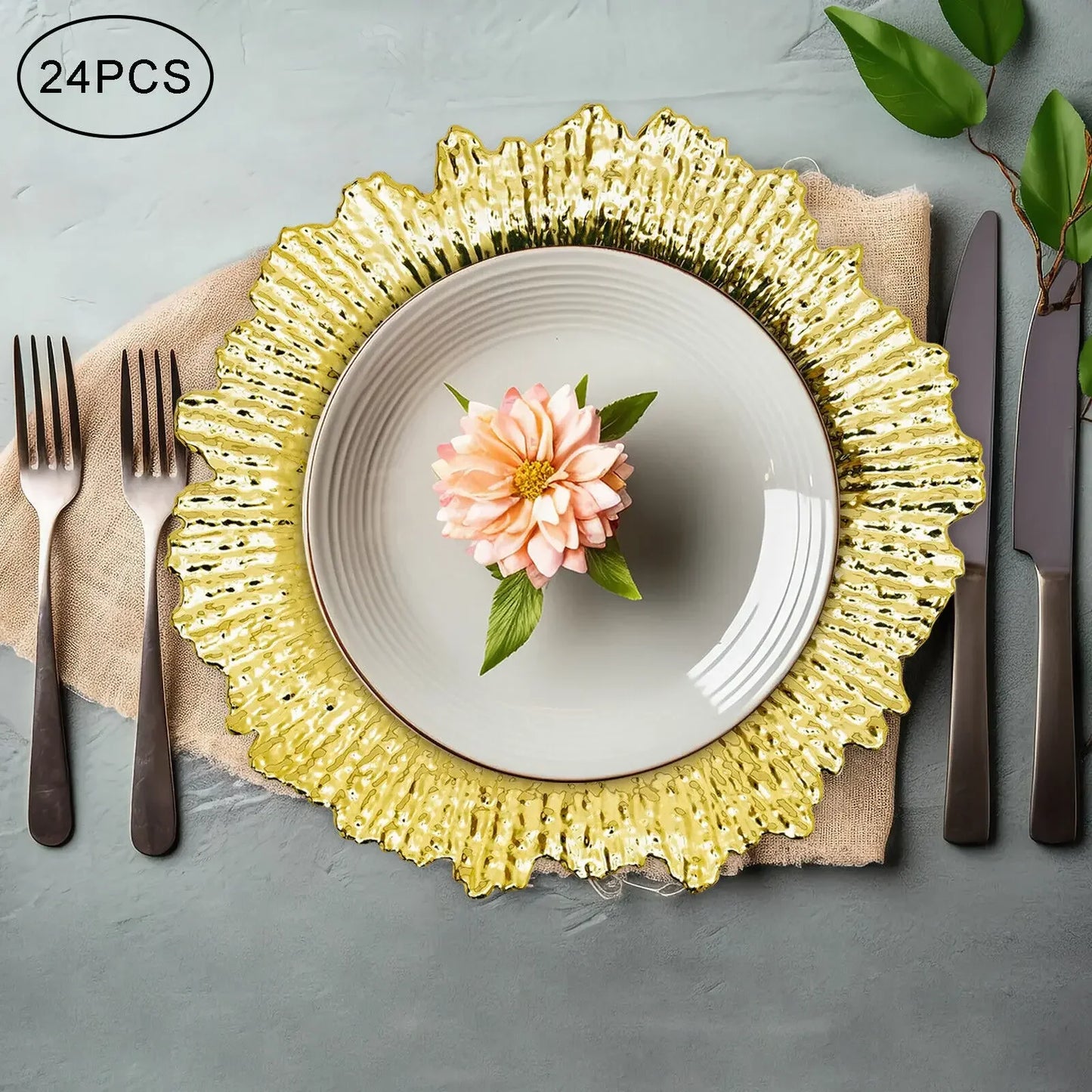 Gold Chargers PP Plate Decoration Set