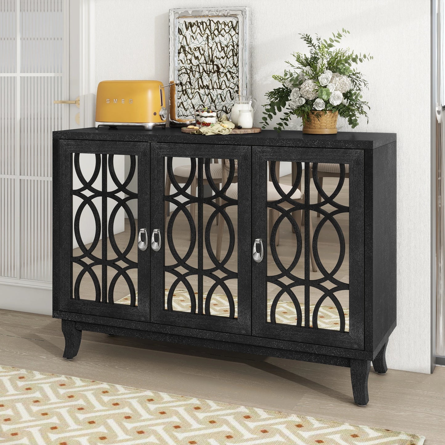 Buffet Cabinet with Silver Handle