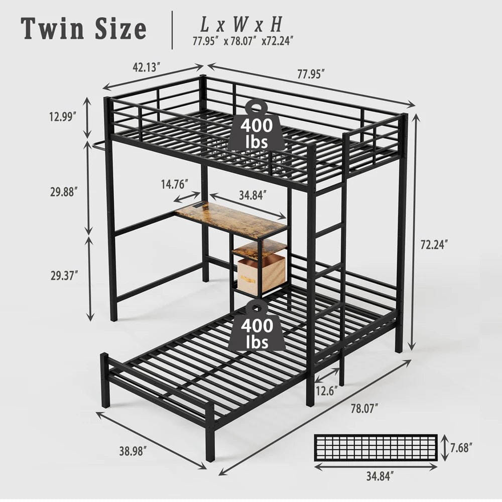 Twin Over Twin Metal Bunk Bed
