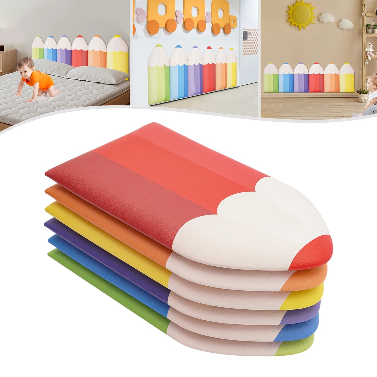 3D Pencil-Shaped Wall Padding for Kids