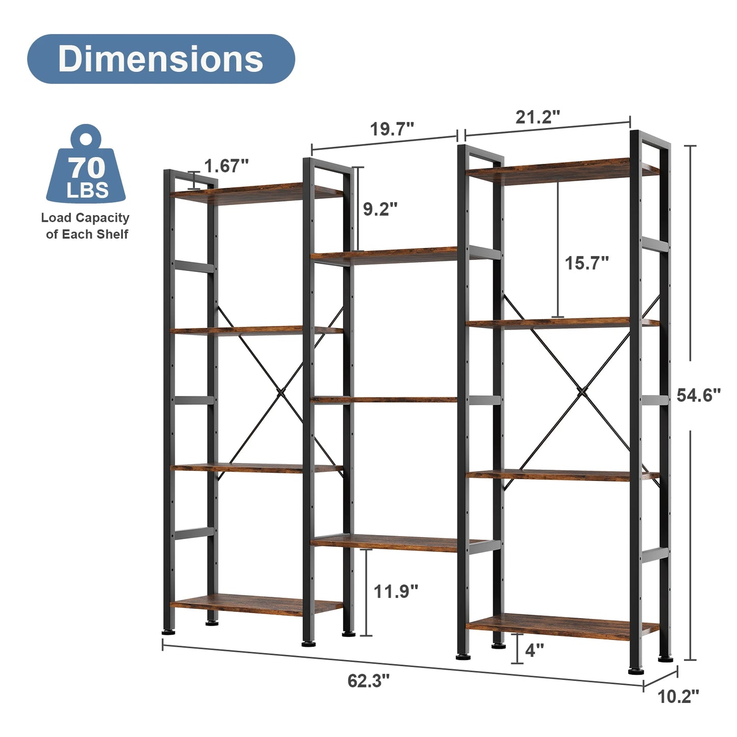 Wide Display Bookshelf Combination Adjustable Shelf Storage