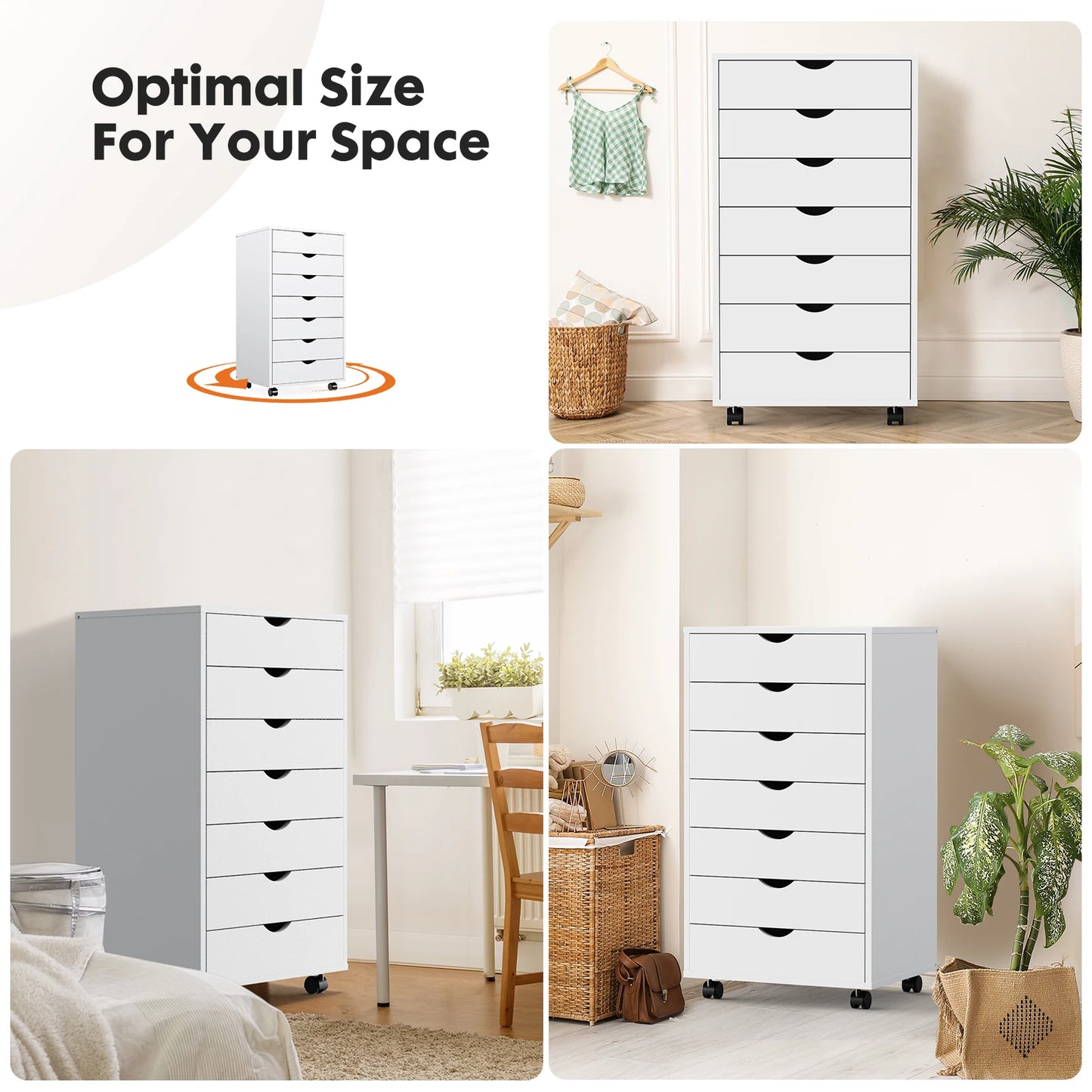 Storage Cabinet Wooden Wheels Organizer