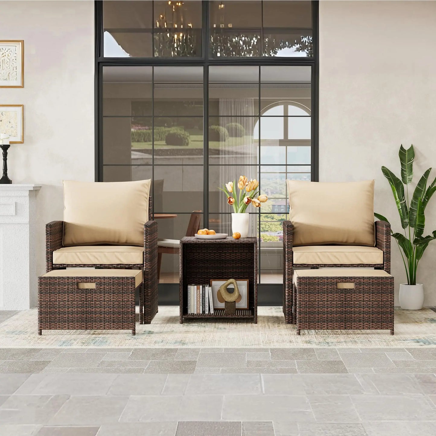 5-Piece All-Weather PE Rattan Patio Set