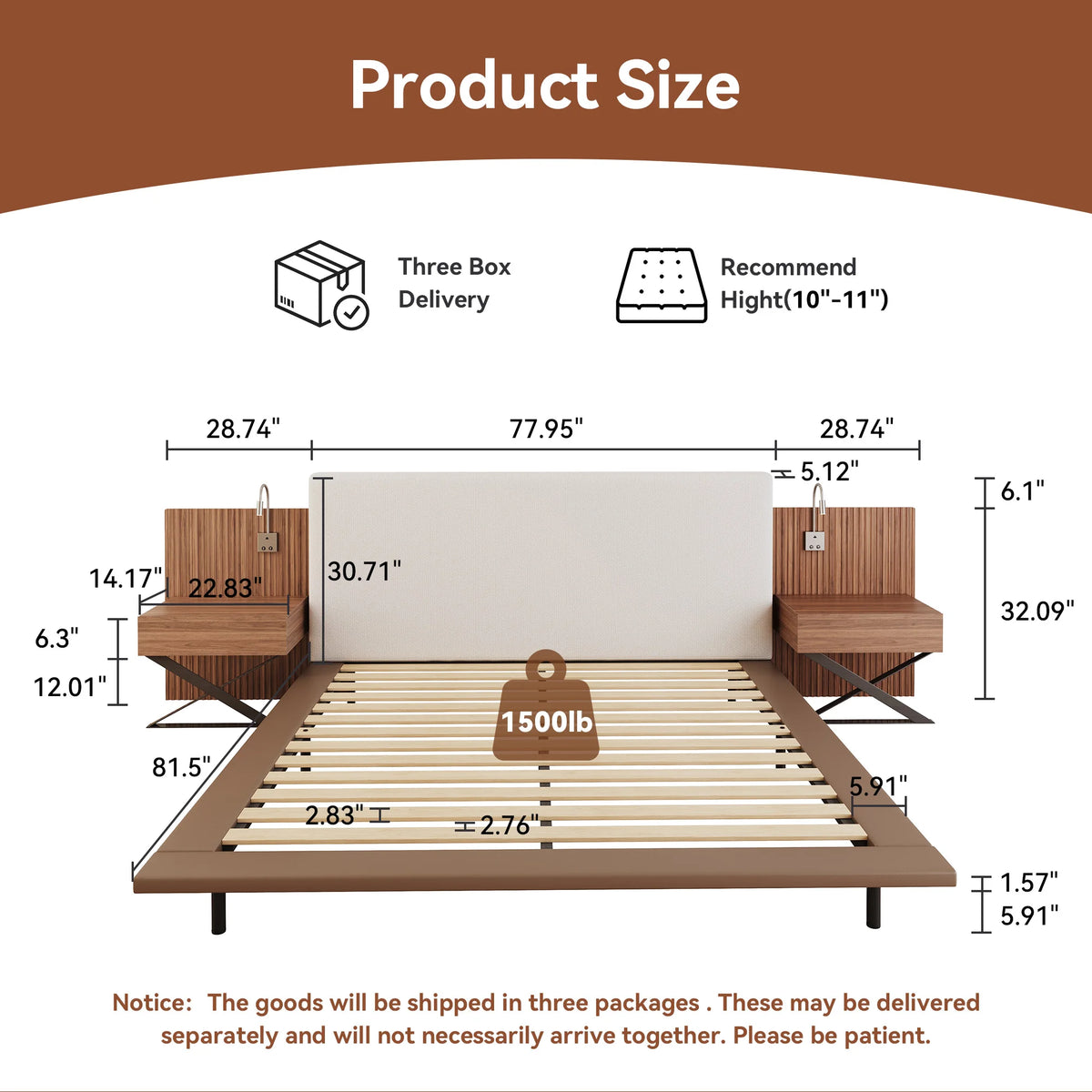 Luxury Bed with Integrated Nightstands & Reading Lamps