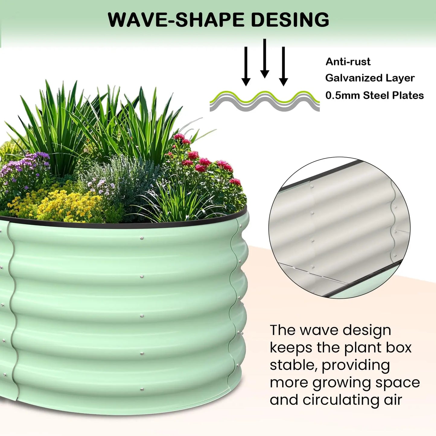 Oval Galvanized Steel Raised Garden Bed