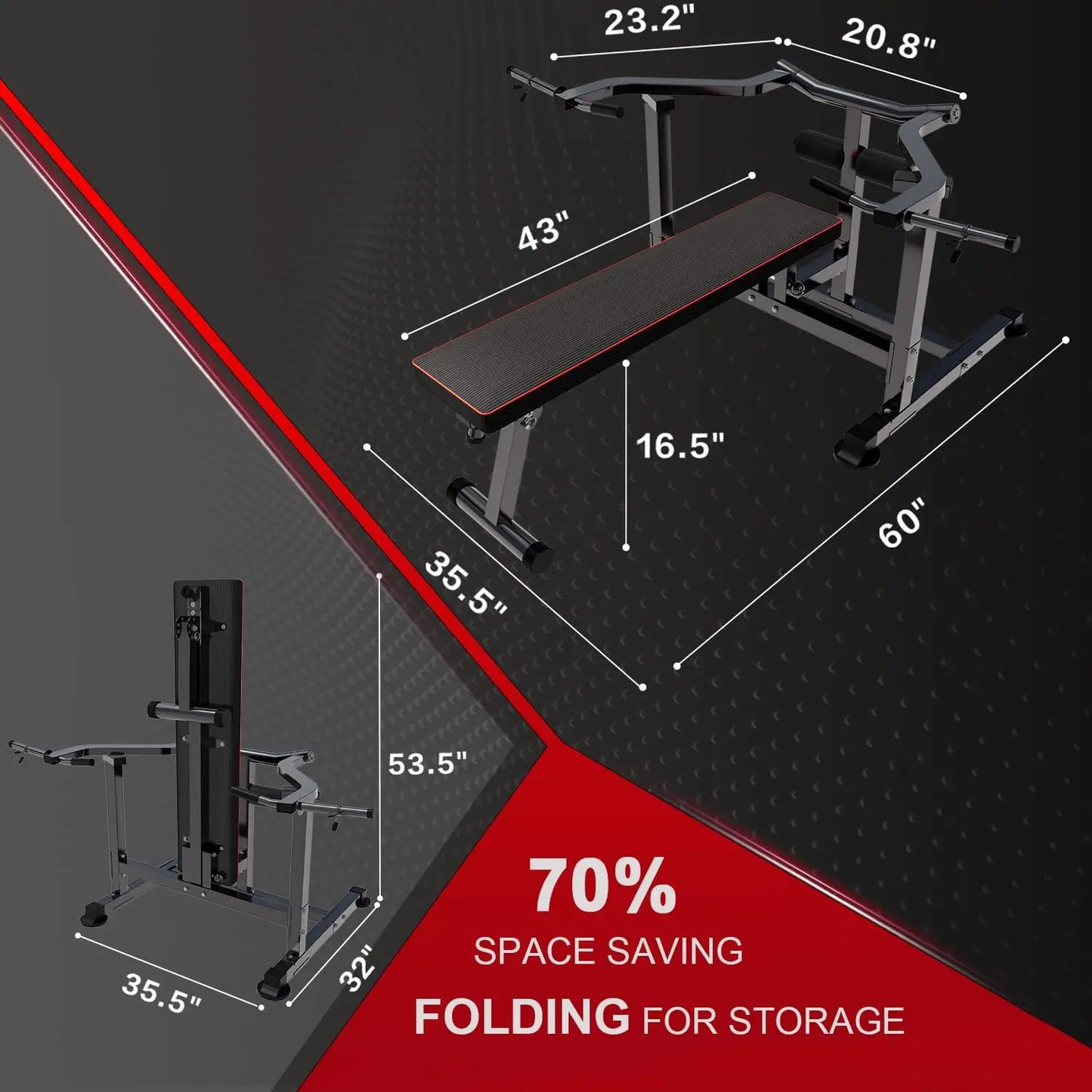 Bench Press Set with Independent Converging Arms Adjustable