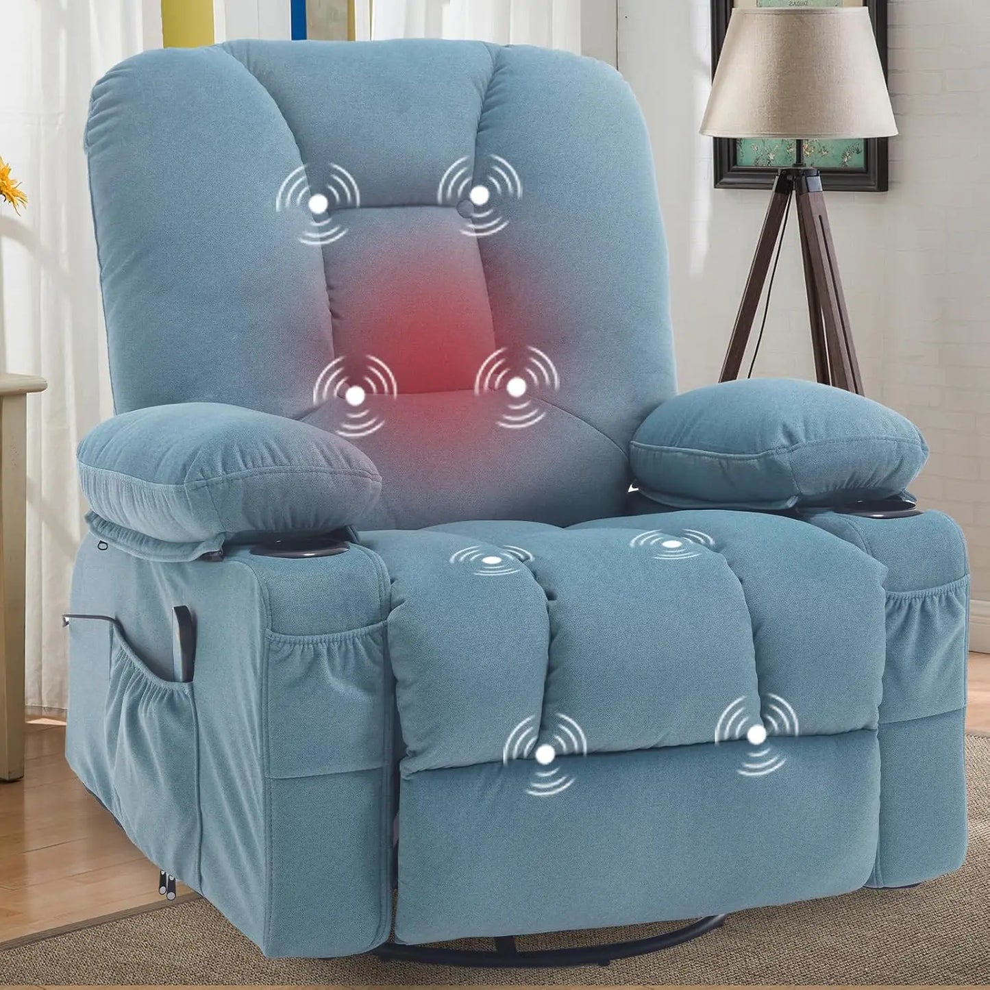 Rocker Swivel Recliner Chair with Massage and Heat