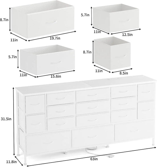 Long Dresser with 16 Large Drawers