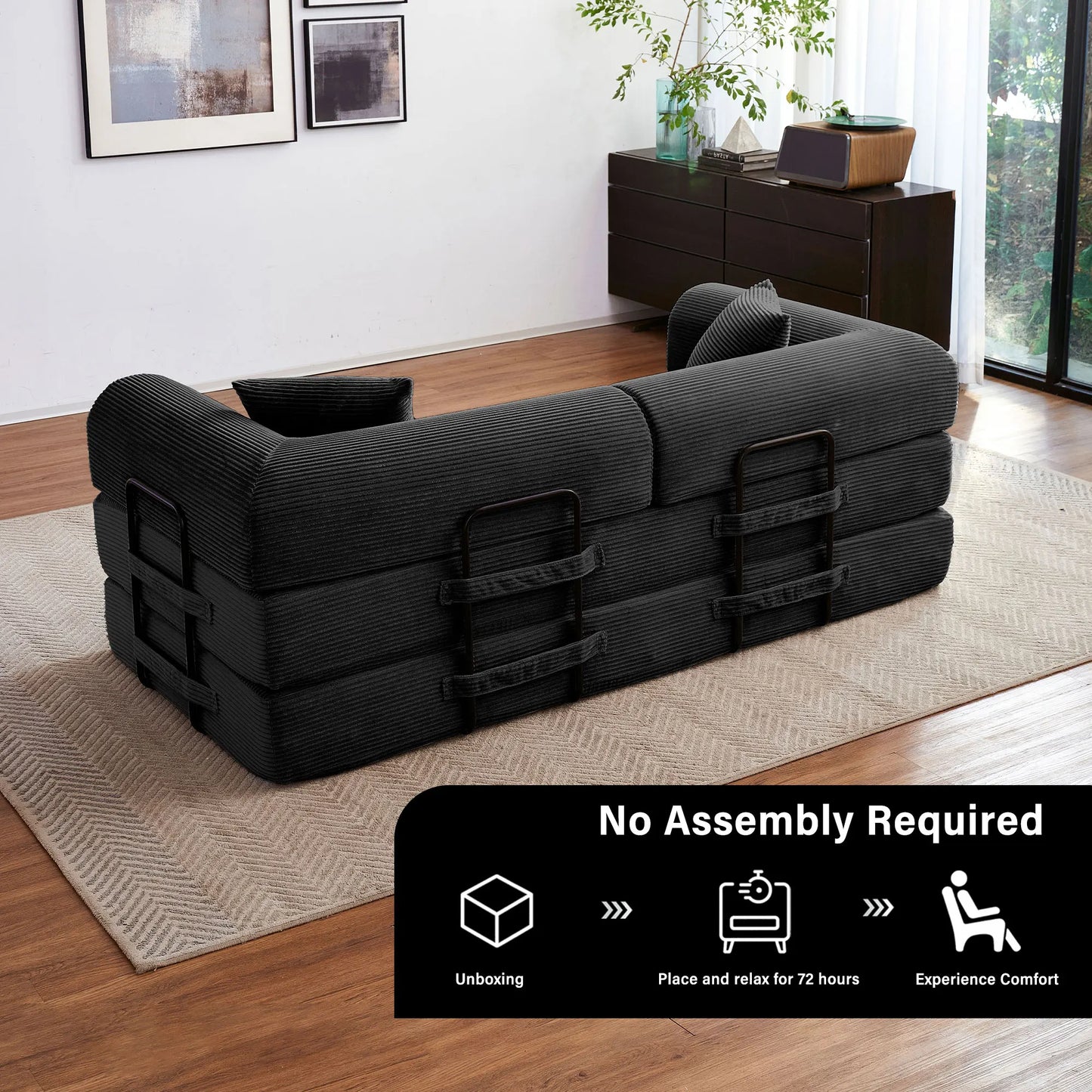 Boneless Couch Foldable Convertible Futon Sleeper Sofa Bed