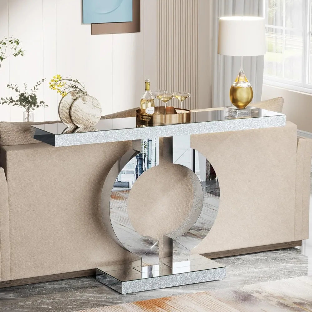 Entryway Table with O-Shaped Base