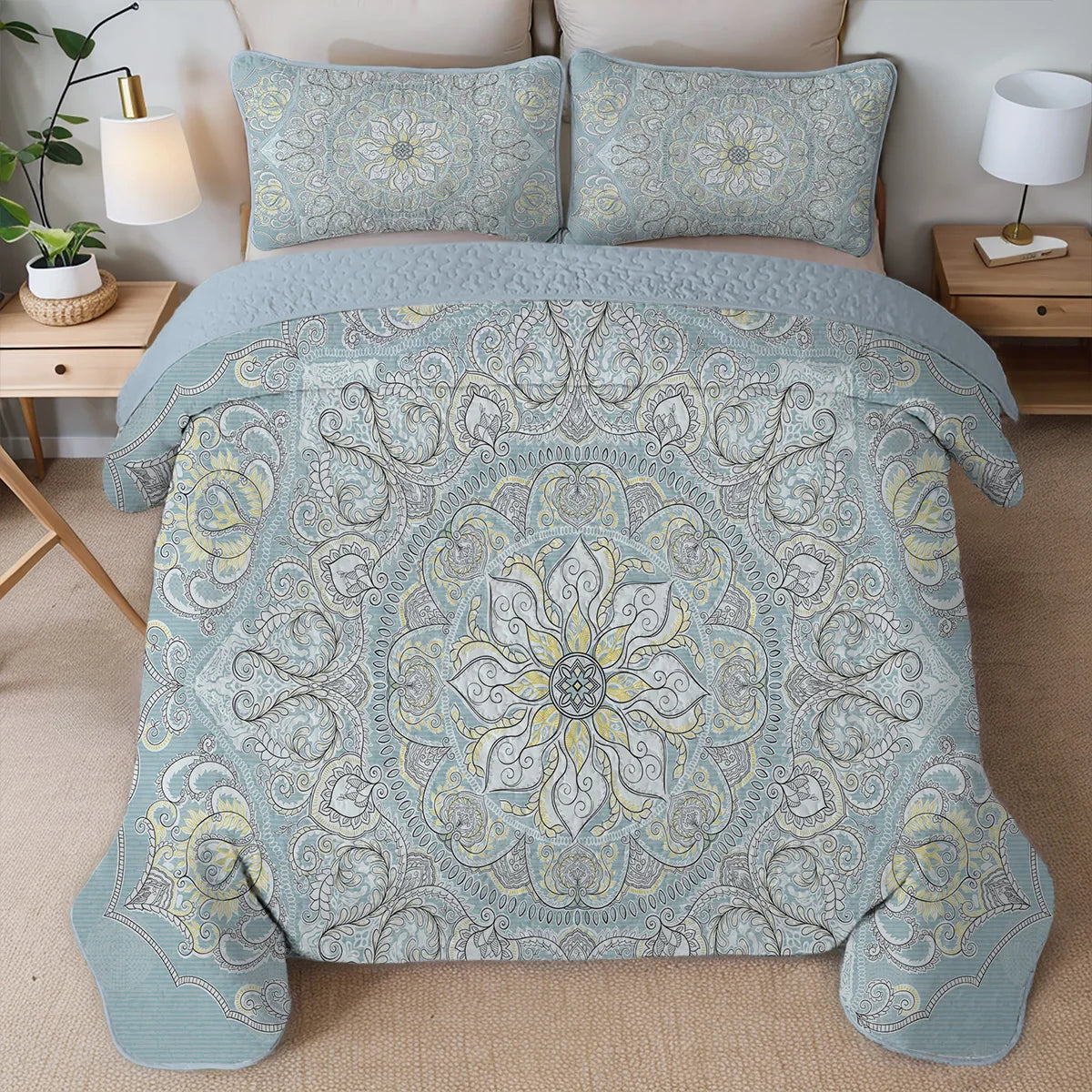 Durable Breathable Printed Quilt Set